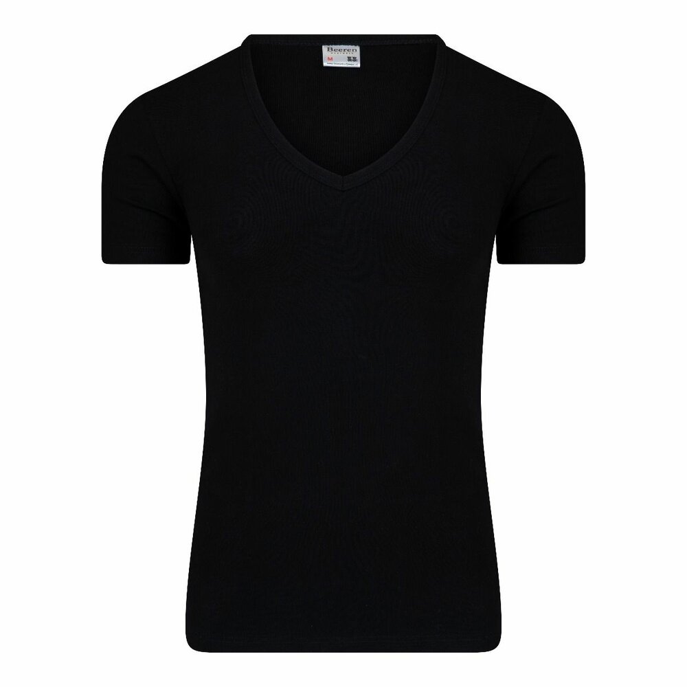 Heren T-shirt met diepe V-hals en K.M. M3000 Zwart