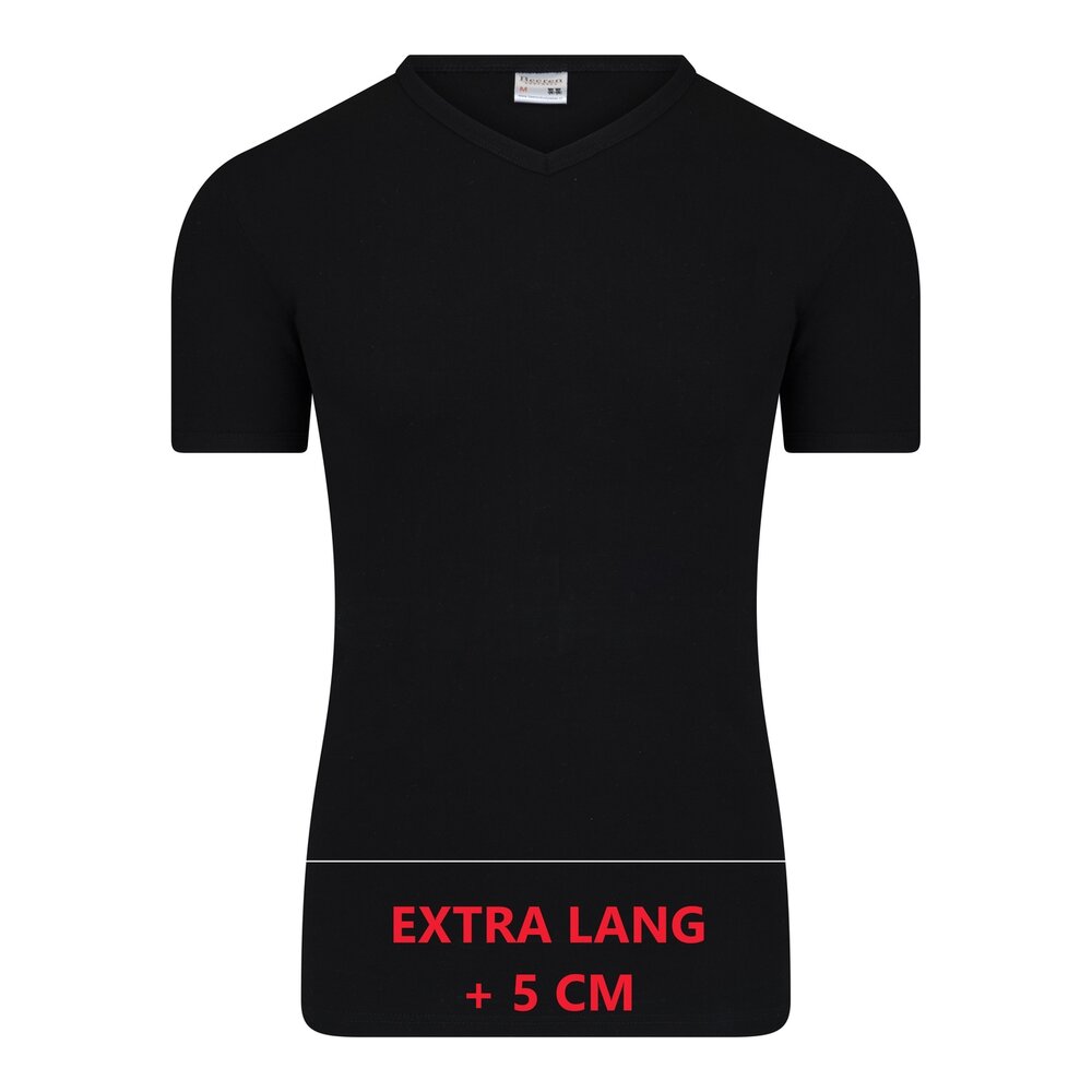 Extra lang heren T-shirt met V-hals M3000 Zwart