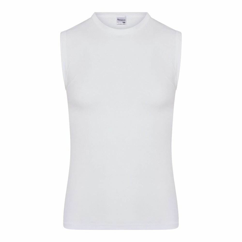 Heren mouwloos shirt met O-Hals Beeren Young (Tactel) Wit