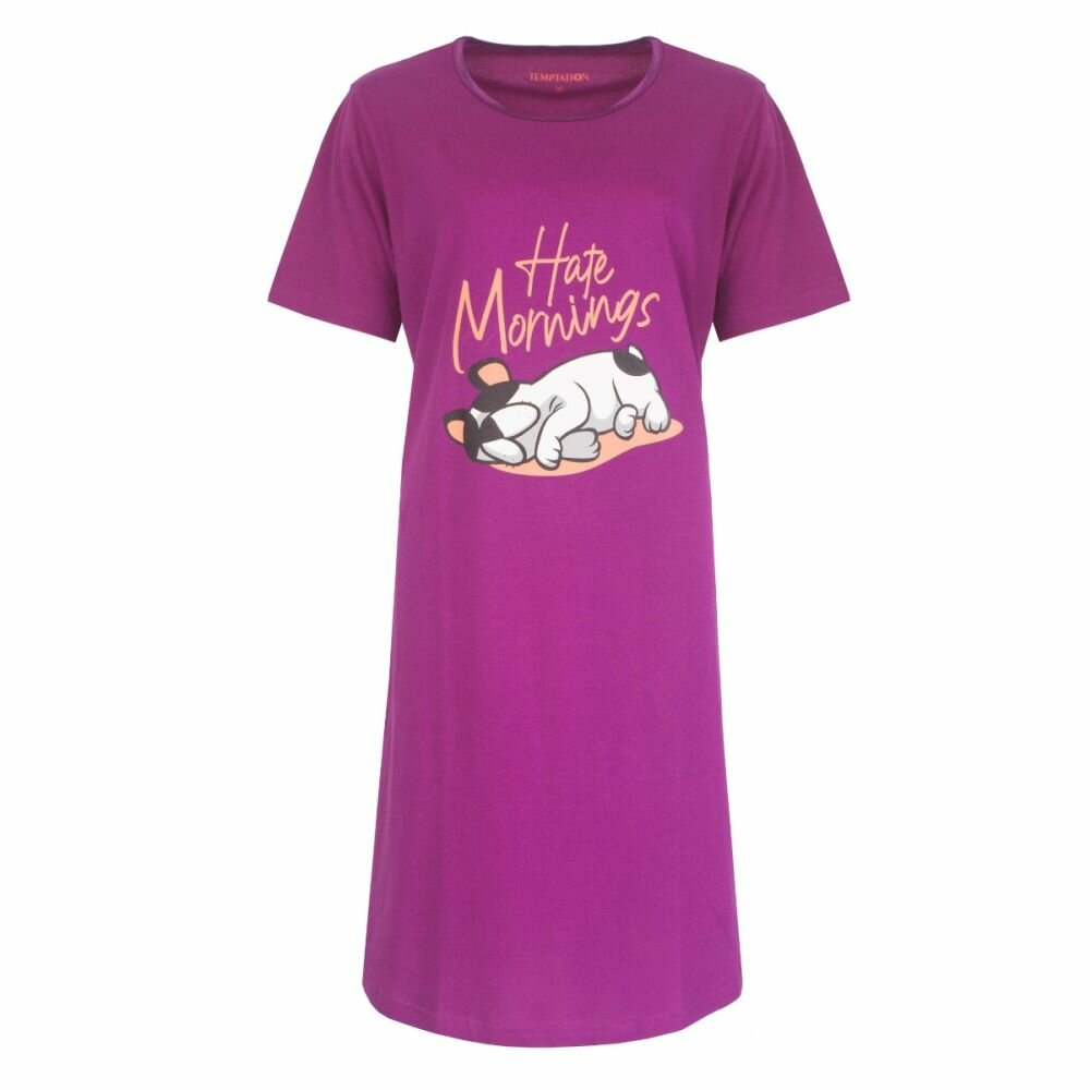 Dames Big Shirt Paars  &quot;Hate morning&#039;&#039;