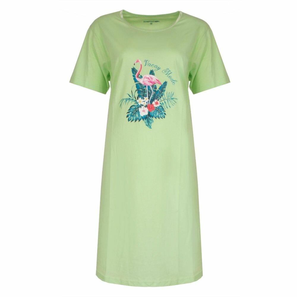 Dames Big Shirt pastel Green met print Flamingo
