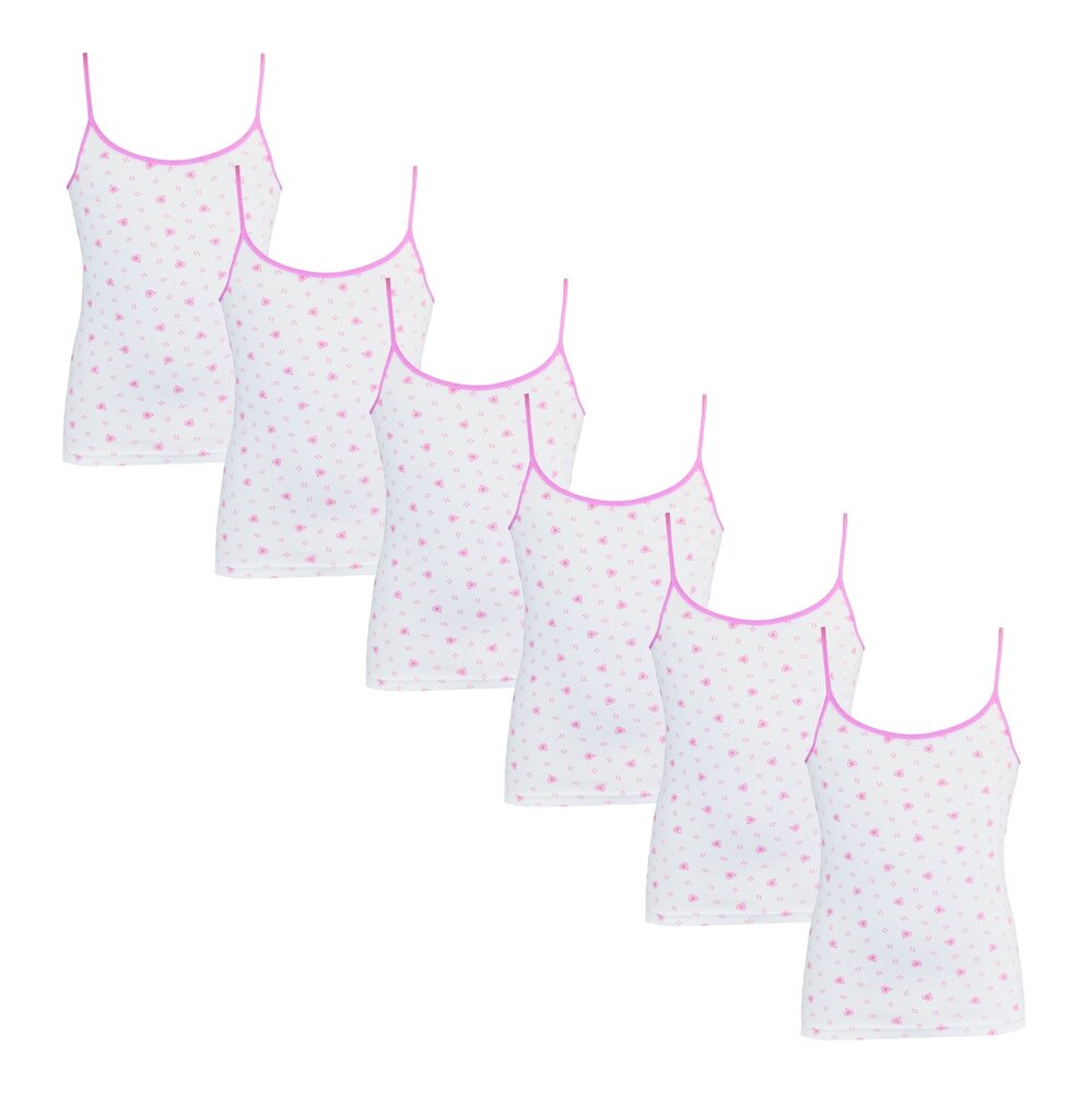 6-Pack Meisjes Tops Love Roze
