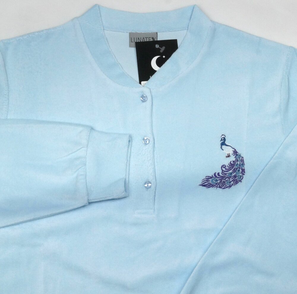 Dames  badstof pyjama met lange mouw  Blue