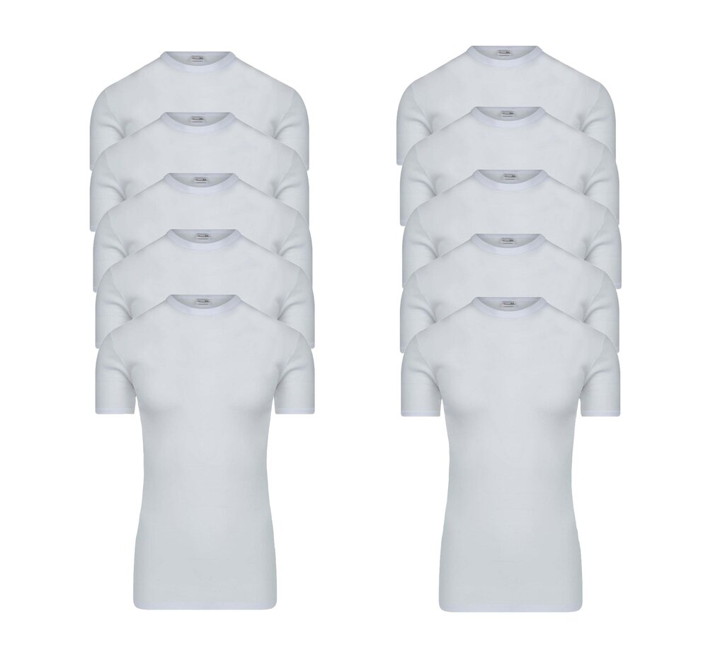 10-pack Extra lange heren T-shirts met O-Hals M3000 Wit 