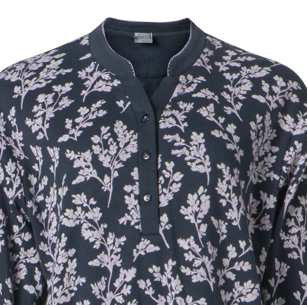 Dames pyjama interlock van Lunatex Art.12-4225 met print Navy 