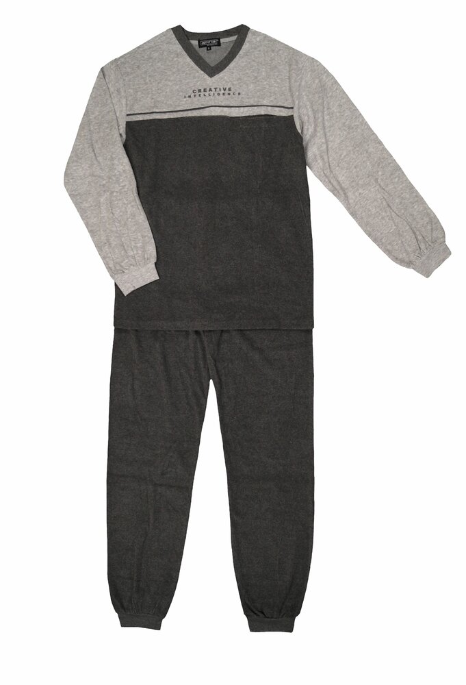Heren badstof pyjama met V-hals 