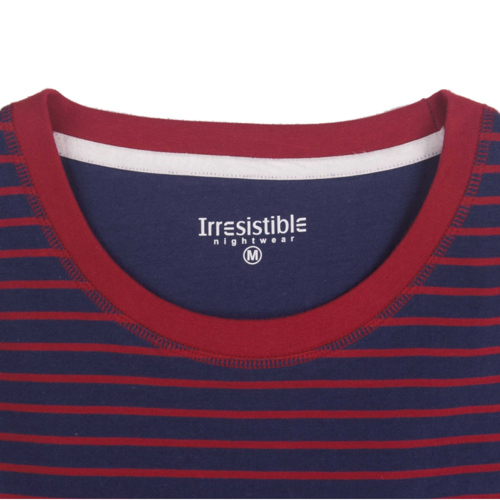 Irressistible 100% katoen tricot dames nachthemd lange Mouwen Rood/Marine