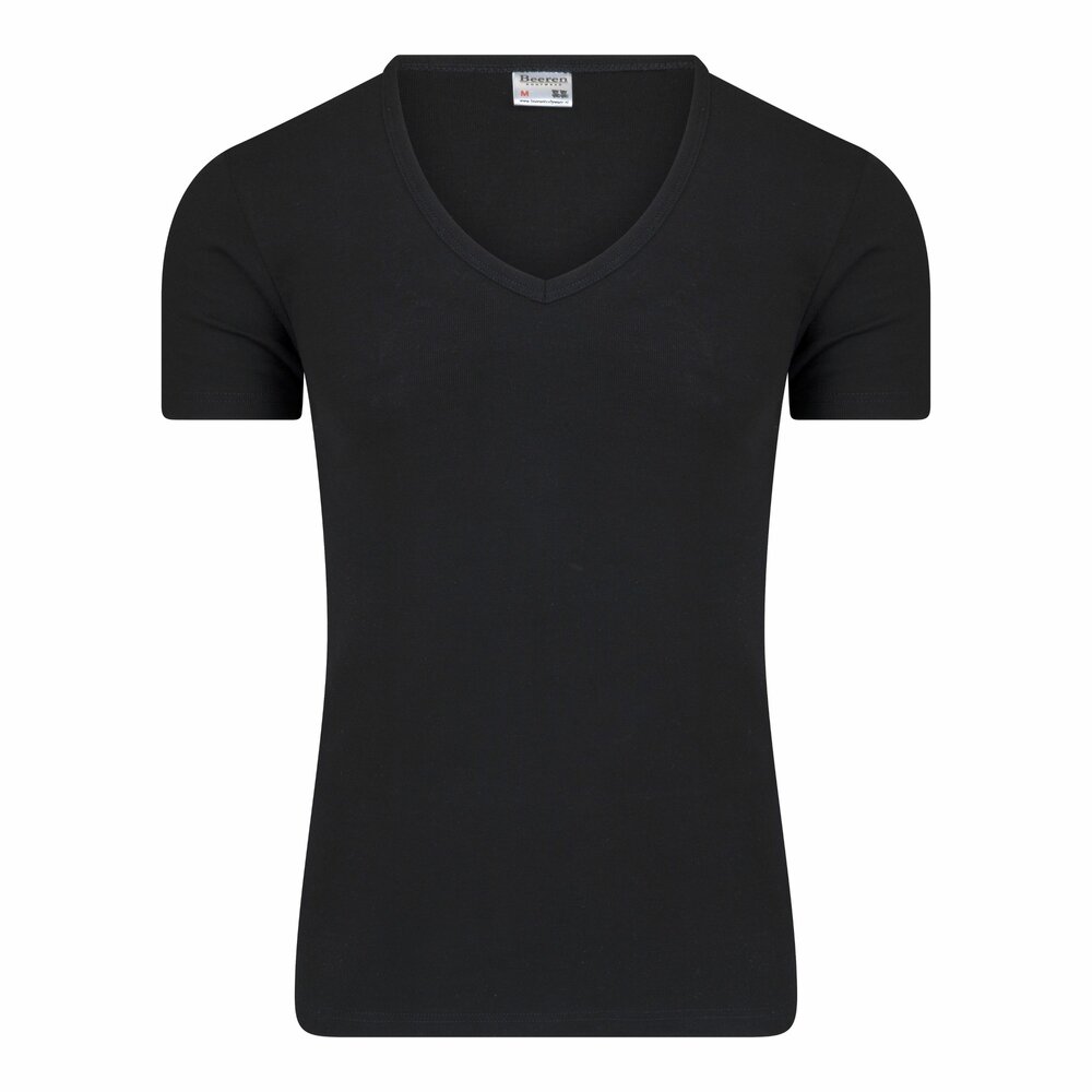 Heren T-shirt met diepe V-hals en K.M. M3000 Zwart