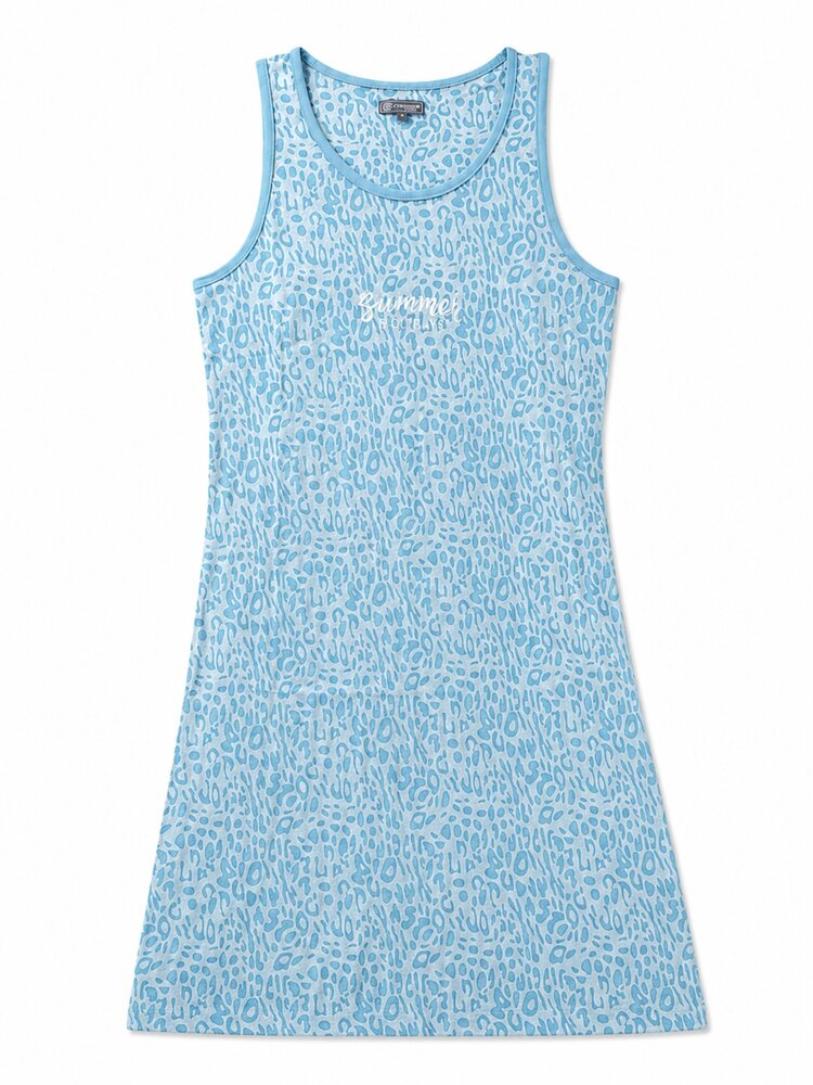 Dames mouwloos Big Shirt 100% katoen Blauw