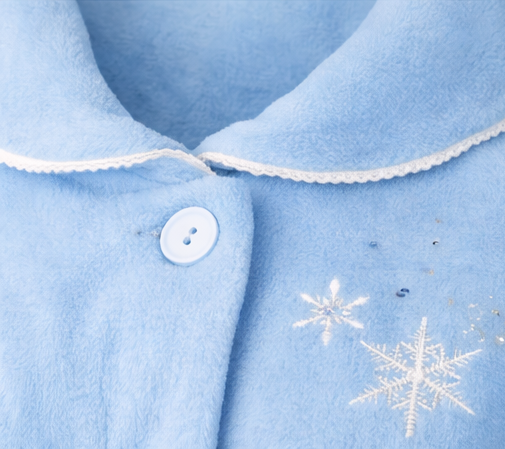 Dames lange ochtendjas met knoopsluiting Blue