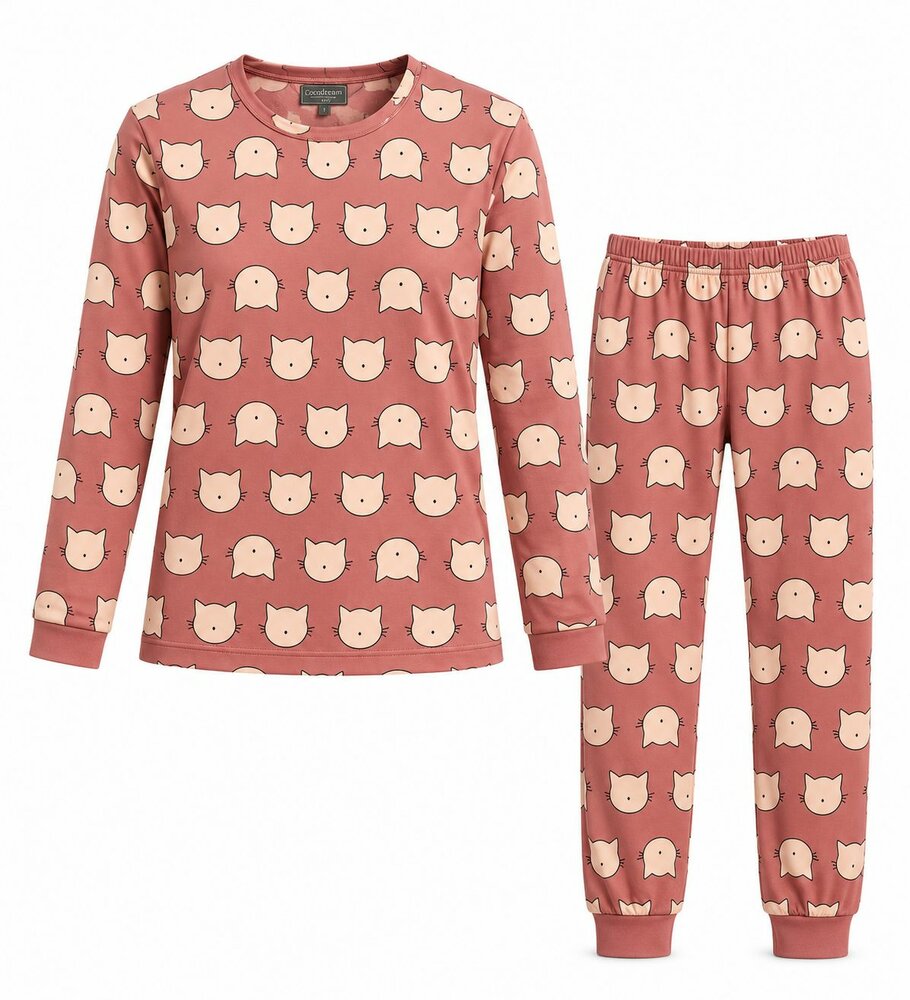 Dames pyjama Art.691714 velours met print Roze