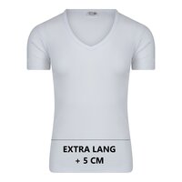 Extra lang heren T-shirt met diepe V-hals M3000 Wit