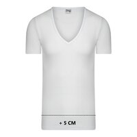 5-Pack Extra lange heren T-shirts met diepe V-hals M3000 Wit