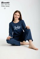 Dames katoenen Pyjama Jade van Gionettic met lange mouw 