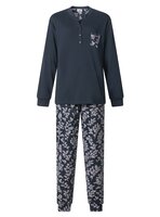 Dames pyjama interlock van Lunatex Art.12-4225 met print Navy ( broek geprint)
