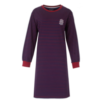 Irressistible 100% katoen tricot dames nachthemd lange Mouwen Rood/Marine