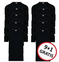 9+1 GRATIS Heren T-shirts met ronde hals en K.M. M3000 Zwart