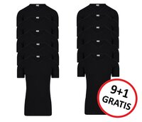 10-Pack Extra lange heren T-shirts met V-hals M3000 Zwart