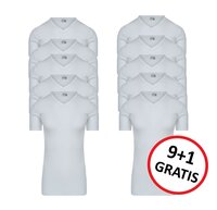 10-Pack Extra lange heren T-shirts met V-hals M3000 Wit 