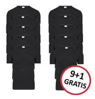 9+1 GRATIS Heren T-shirts met V-hals en K.M. M3000 Zwart