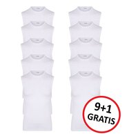 10-pack Heren mouwloos shirt met O-Hals M3000 Wit