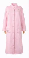 Dames lange ochtendjas met knoopsluiting Roze