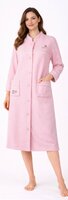 Dames lange ochtendjas met knoopsluiting Roze