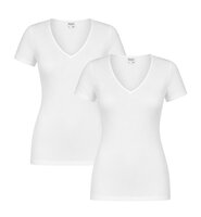 2-pack Dames  Beeren  T-shirt met  V-hals en korte mouw M3000 Wit