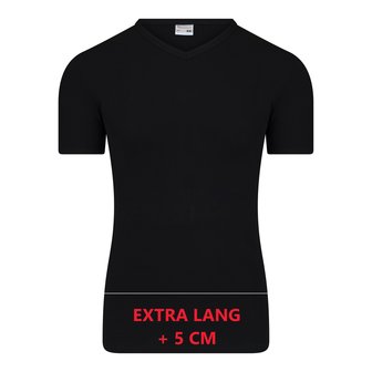 Extra lang heren T-shirt met V-hals M3000 Zwart