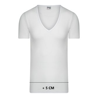 5-Pack Extra lange heren T-shirts met diepe V-hals M3000 Wit