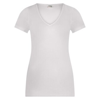 5-pack Dames Beeren  T-shirt met  V-hals en korte mouw M3000 Wit