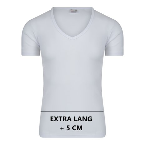 Extra lang heren T-shirt met diepe V-hals M3000 Wit