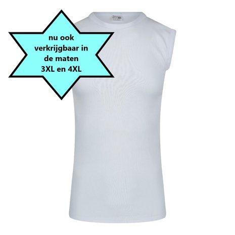 Heren mouwloos shirt met O-Hals M3000 Wit