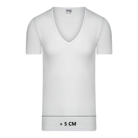 5-Pack Extra lange heren T-shirts met diepe V-hals M3000 Wit