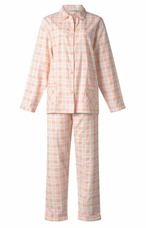 Cocodream Dames Flanel Pyjama Ruit - Peach