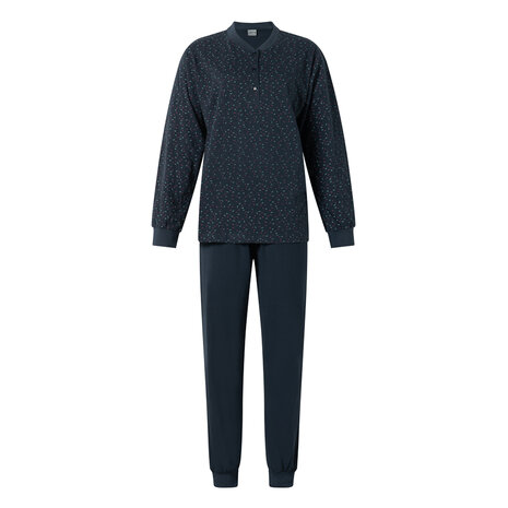 Lunatex dames pyjama 100% tricot Katoen Navy 