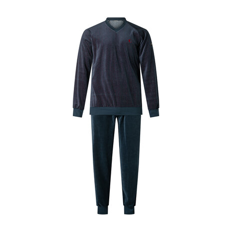 Gentlemen Heren velours pyjama met V-hals - Marine 