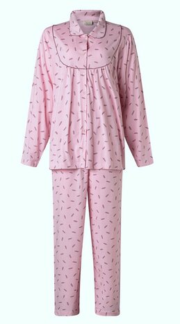 Dames tricot pyjama met lange mouwen 100% Katoen - Roze 