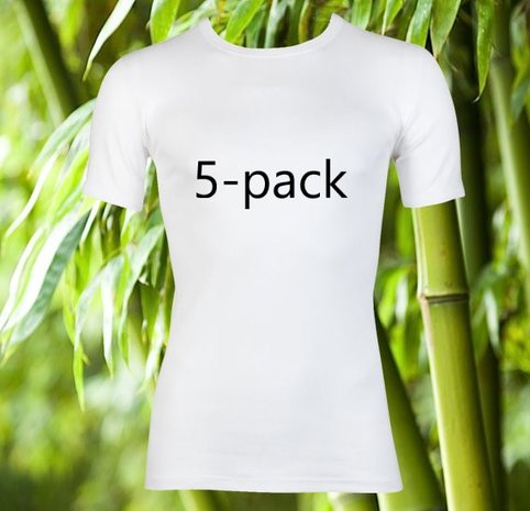 5-Pack Boru Bamboo heren T-shirts K.M. Wit  extra lang