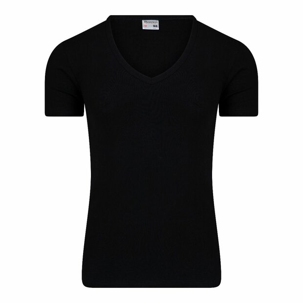 Heren T-shirt met diepe V-hals en K.M. M3000 Zwart