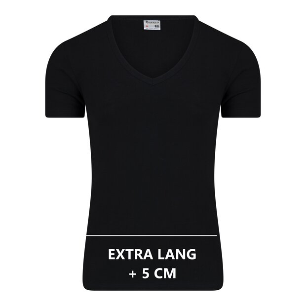 Extra lang heren T-shirt met Diepe V-hals M3000 Zwart