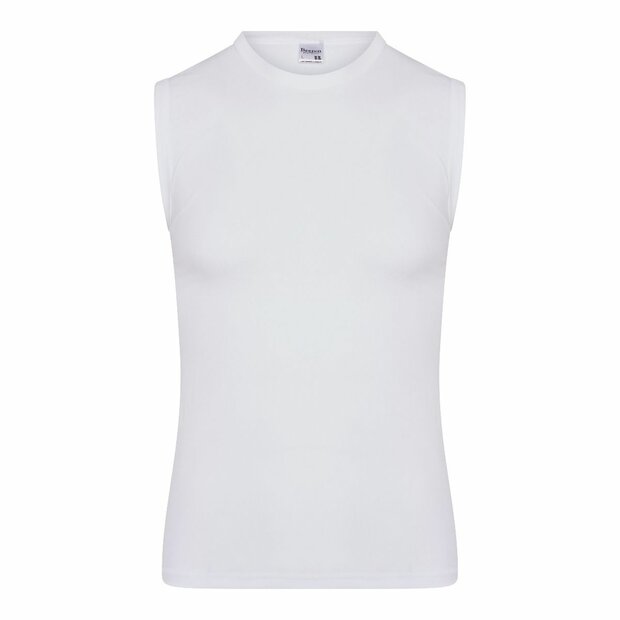 Heren mouwloos shirt met O-Hals Beeren Young (Tactel) Wit