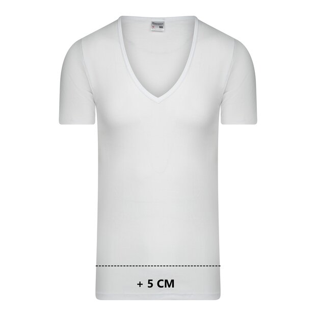 5-Pack Extra lange heren T-shirts met diepe V-hals M3000 Wit
