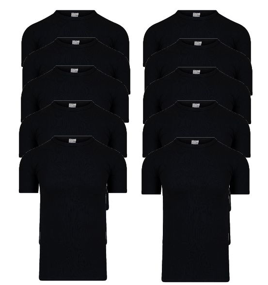 10-Pack Heren T-shirts met ronde hals en K.M. M3000 Zwart