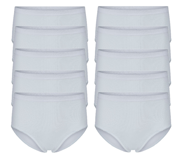 10-pack Dames heupslips (Midi) Briljant Wit