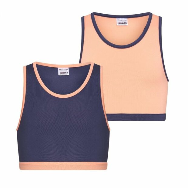 2-Pack Mix&amp;Match meisjes hesjes Zalm/D.Blauw