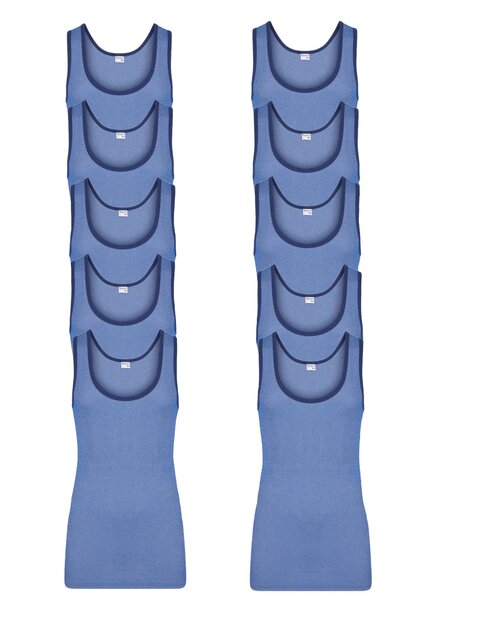 10-Pack Heren singlets M2000 Blauw