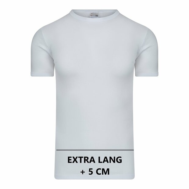 10-pack Extra lange heren T-shirts met O-Hals M3000 Wit 