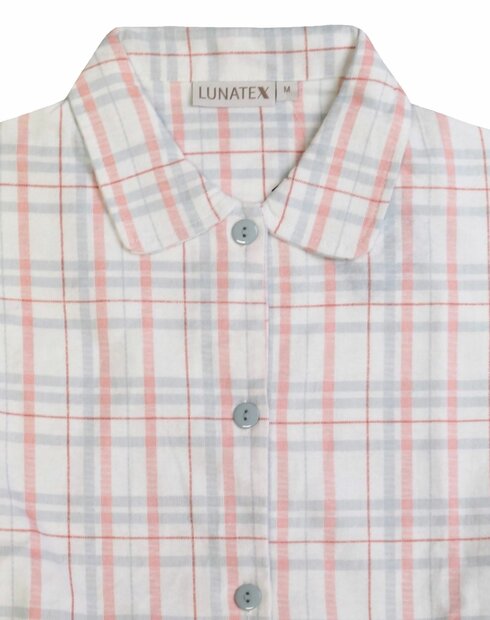 Dames 100% katoen Flanel Pyjama Ruit Roze/Grijs