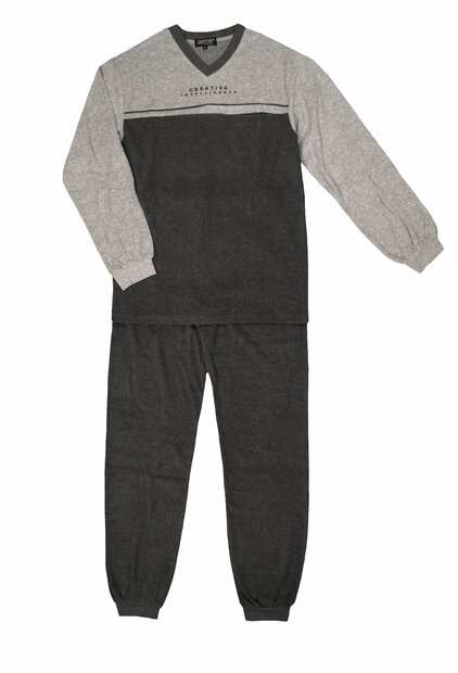 Heren badstof pyjama met V-hals 